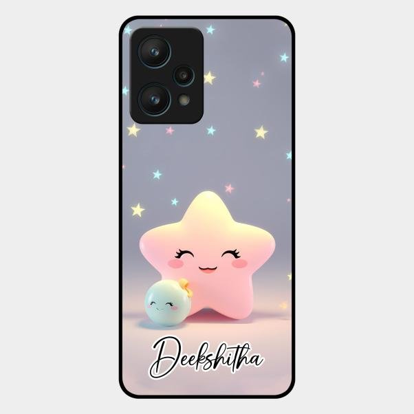 Pink Star Glossy Metal Case Cover For Realme 9 Pro 5G