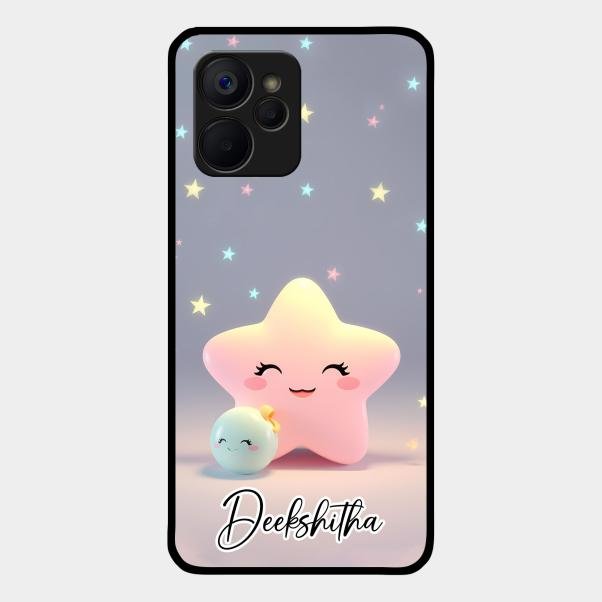 Pink Star Glossy Metal Case Cover For Realme 9I 5G