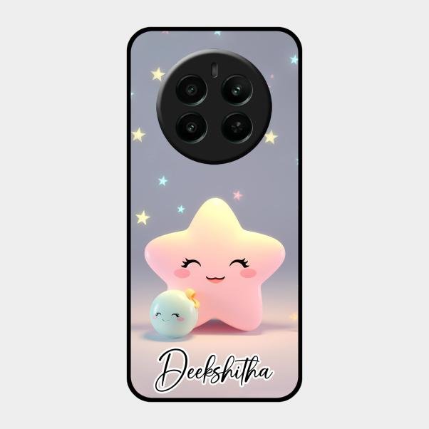 Pink Star Glossy Metal Case Cover For Realme Narzo 70 5G