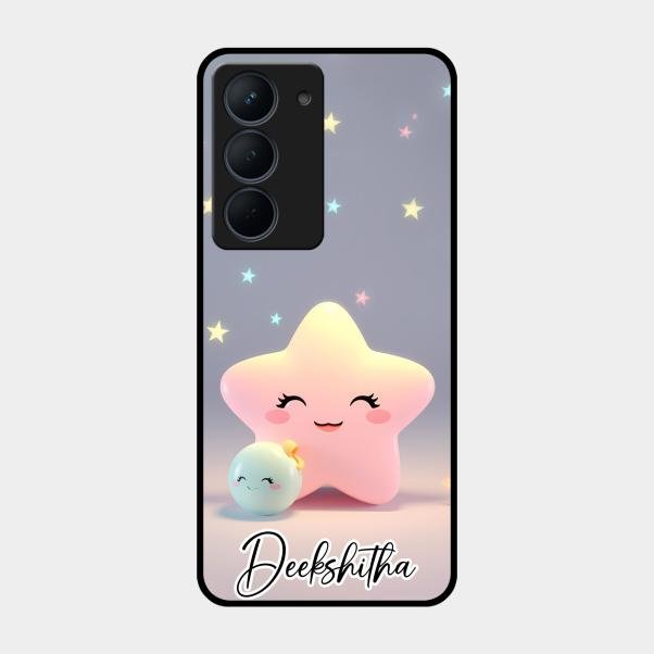 Pink Star Glossy Metal Case Cover For Realme Narzo 80X 5G