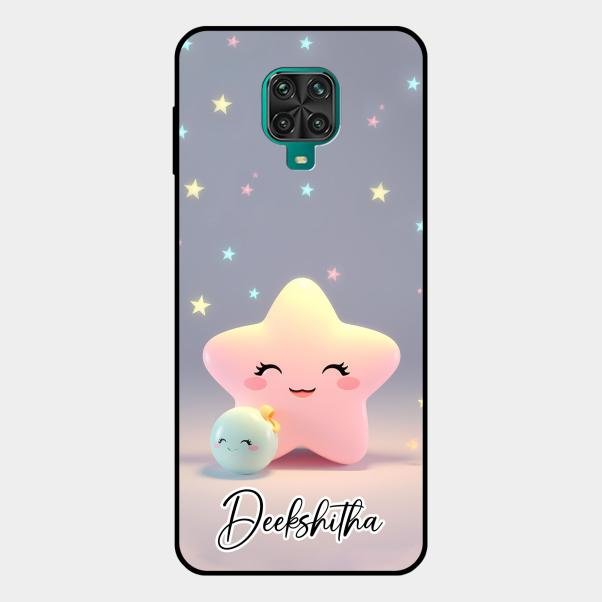 Pink Star Glossy Metal Case Cover For Redmi Note 10 Lite