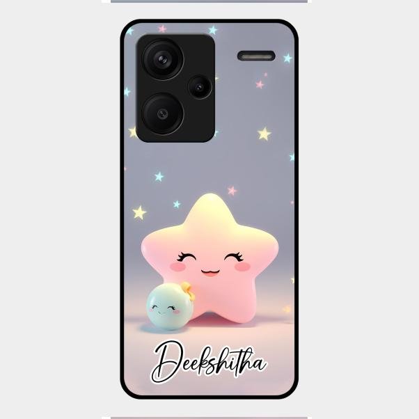 Pink Star Glossy Metal Case Cover For Redmi Note 13 Pro Plus 5G