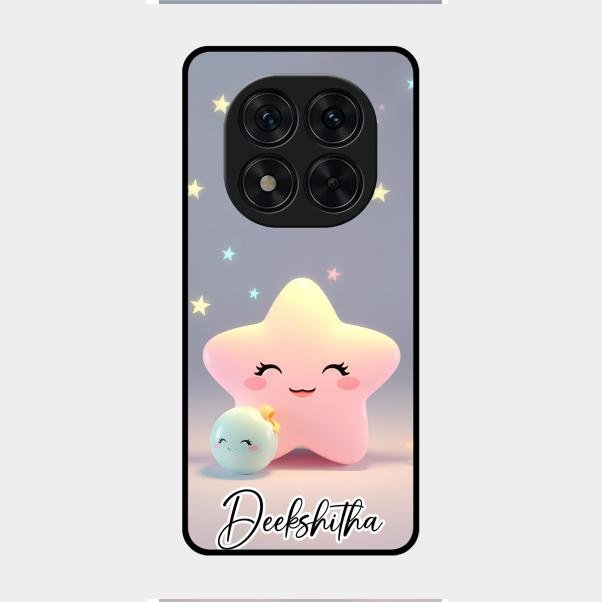 Pink Star Glossy Metal Case Cover For Redmi Note 14 Pro 5G