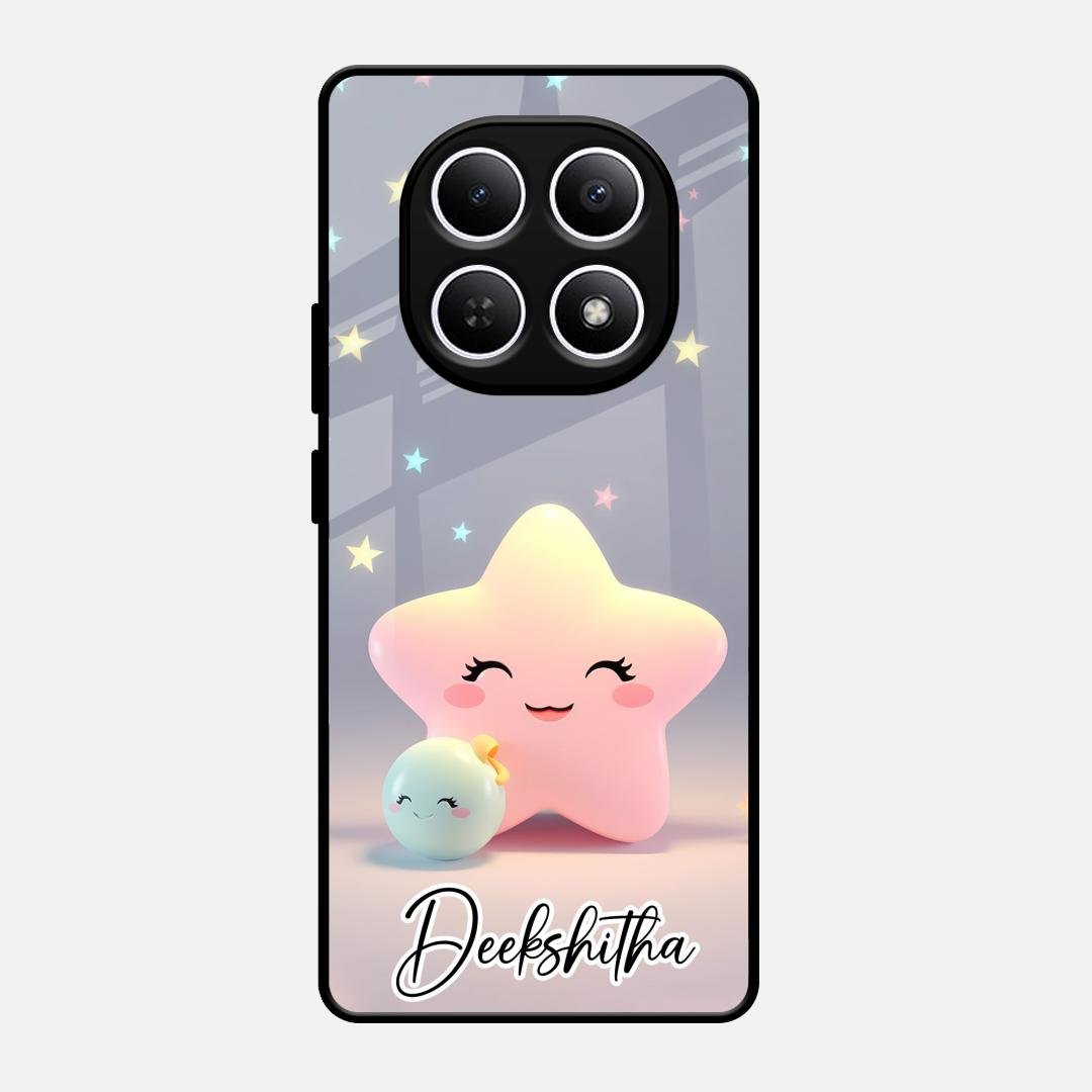 Pink Star Glossy Metal Case Cover For Redmi Note 15 5G