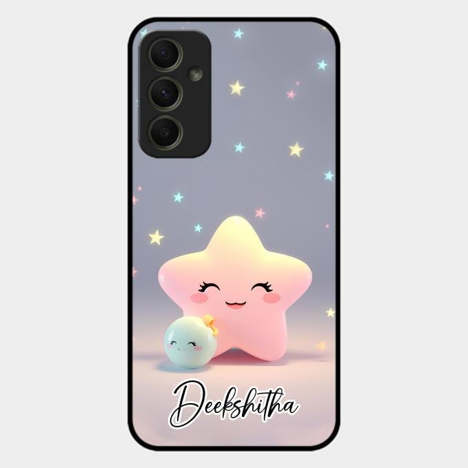 Pink Star Glossy Metal Case Cover For Samsung Galaxy A34 5G