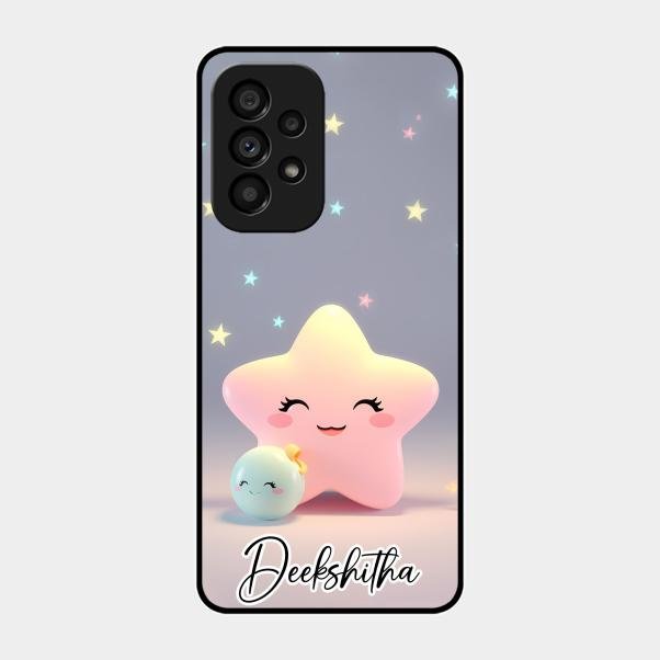 Pink Star Glossy Metal Case Cover For Samsung Galaxy A53 5G