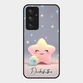 Pink Star Glossy Metal Case Cover For Samsung Galaxy A54 5G
