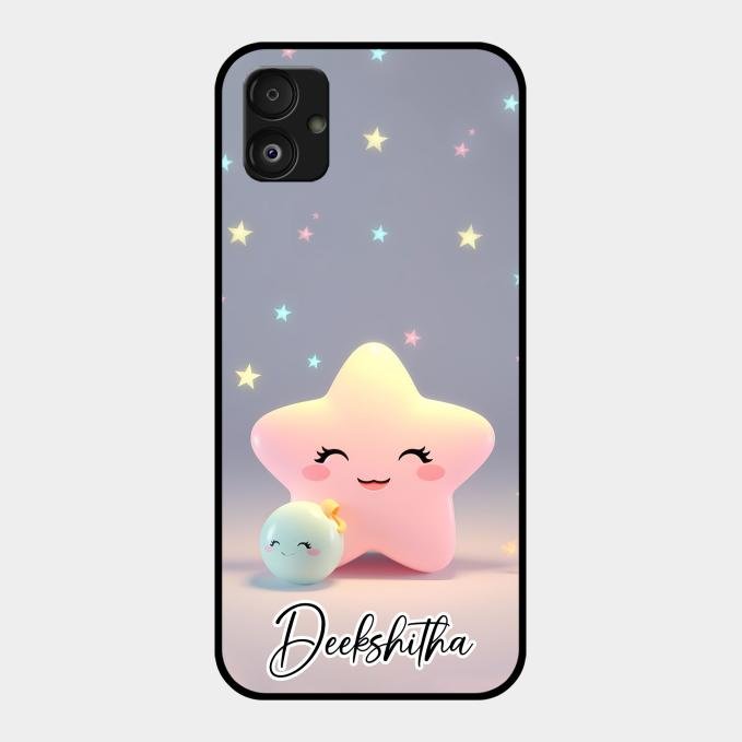 Pink Star Glossy Metal Case Cover For Samsung Galaxy F14 5G