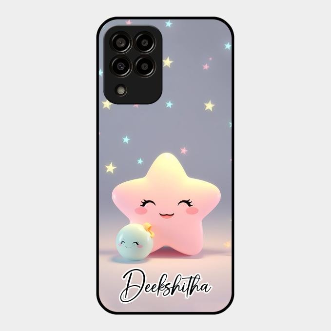 Pink Star Glossy Metal Case Cover For Samsung Galaxy M33 5G