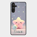 Pink Star Glossy Metal Case Cover For Samsung Galaxy M55 5G