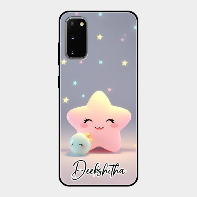 Pink Star Glossy Metal Case Cover For Samsung Galaxy S20