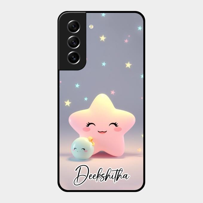 Pink Star Glossy Metal Case Cover For Samsung Galaxy S21 Fe 5G
