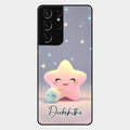 Pink Star Glossy Metal Case Cover For Samsung Galaxy S21 Ultra