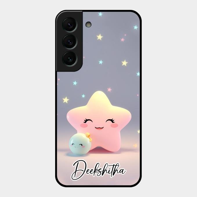 Pink Star Glossy Metal Case Cover For Samsung Galaxy S22 Plus 5G
