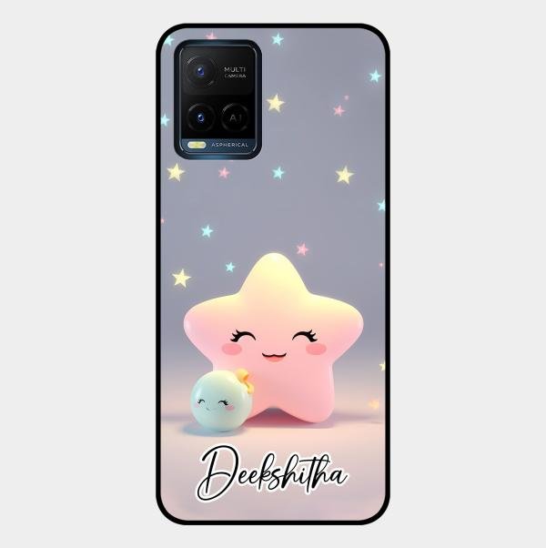 Pink Star Glossy Metal Case Cover For Vivo T1X
