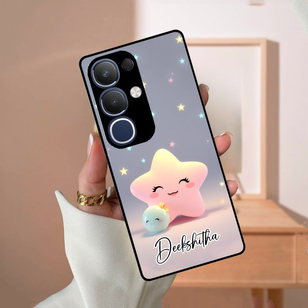 Pink Star Glossy Metal Case Cover For Vivo