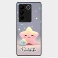 Pink Star Glossy Metal Case Cover For Vivo V27 Pro 5G