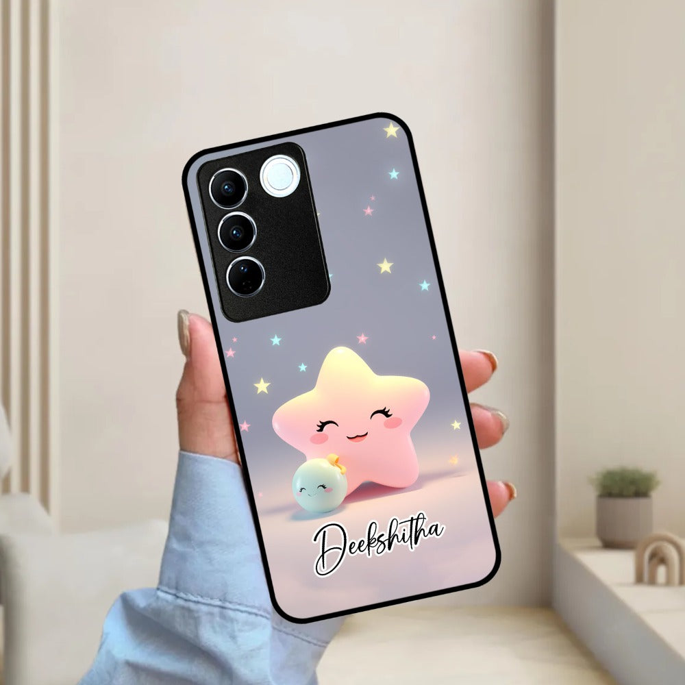 Pink Star Glossy Metal Case Cover For Vivo