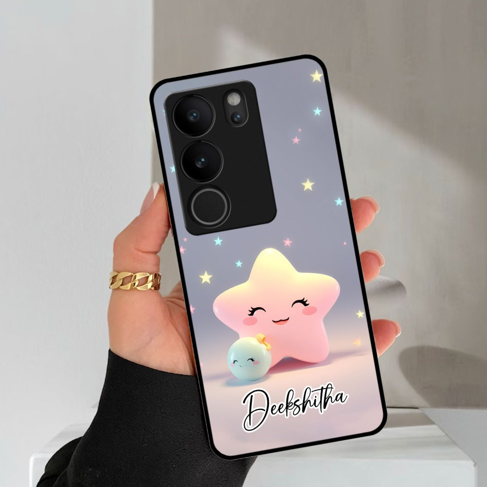 Pink Star Glossy Metal Case Cover For Vivo