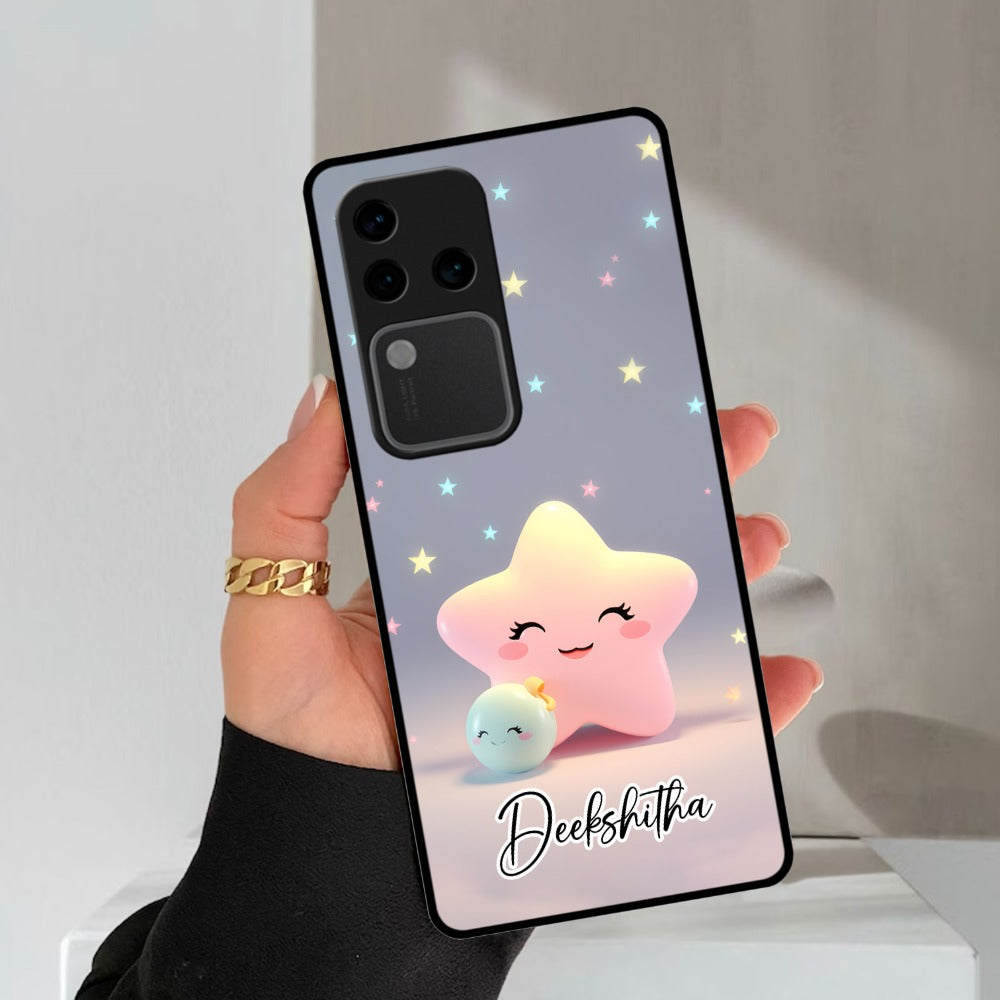 Pink Star Glossy Metal Case Cover For Vivo