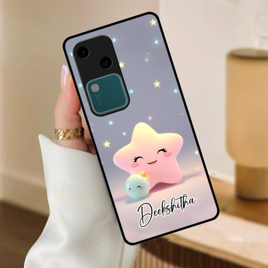 Pink Star Glossy Metal Case Cover For Vivo