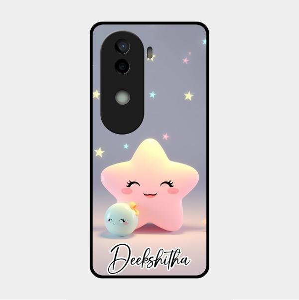 Pink Star Glossy Metal Case Cover For Vivo V40E 5G
