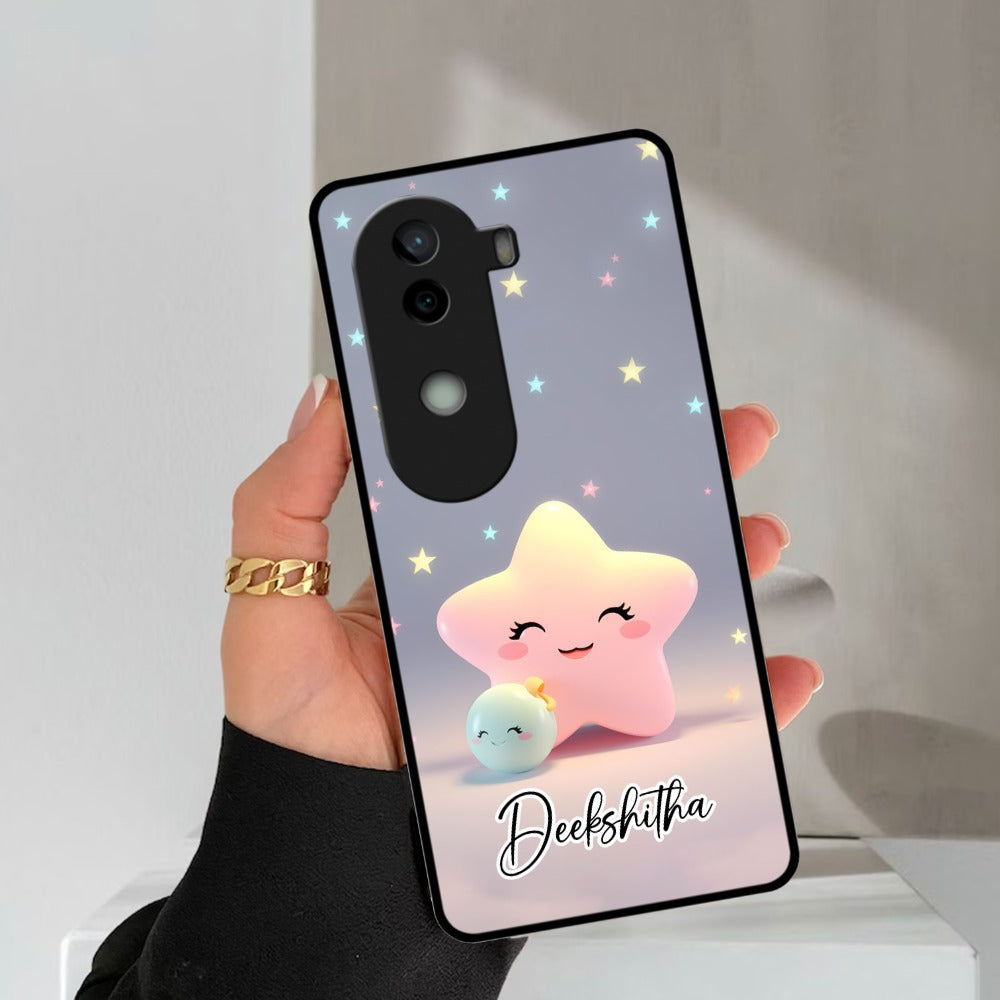 Pink Star Glossy Metal Case Cover For Vivo