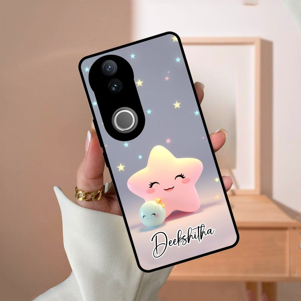 Pink Star Glossy Metal Case Cover For Vivo