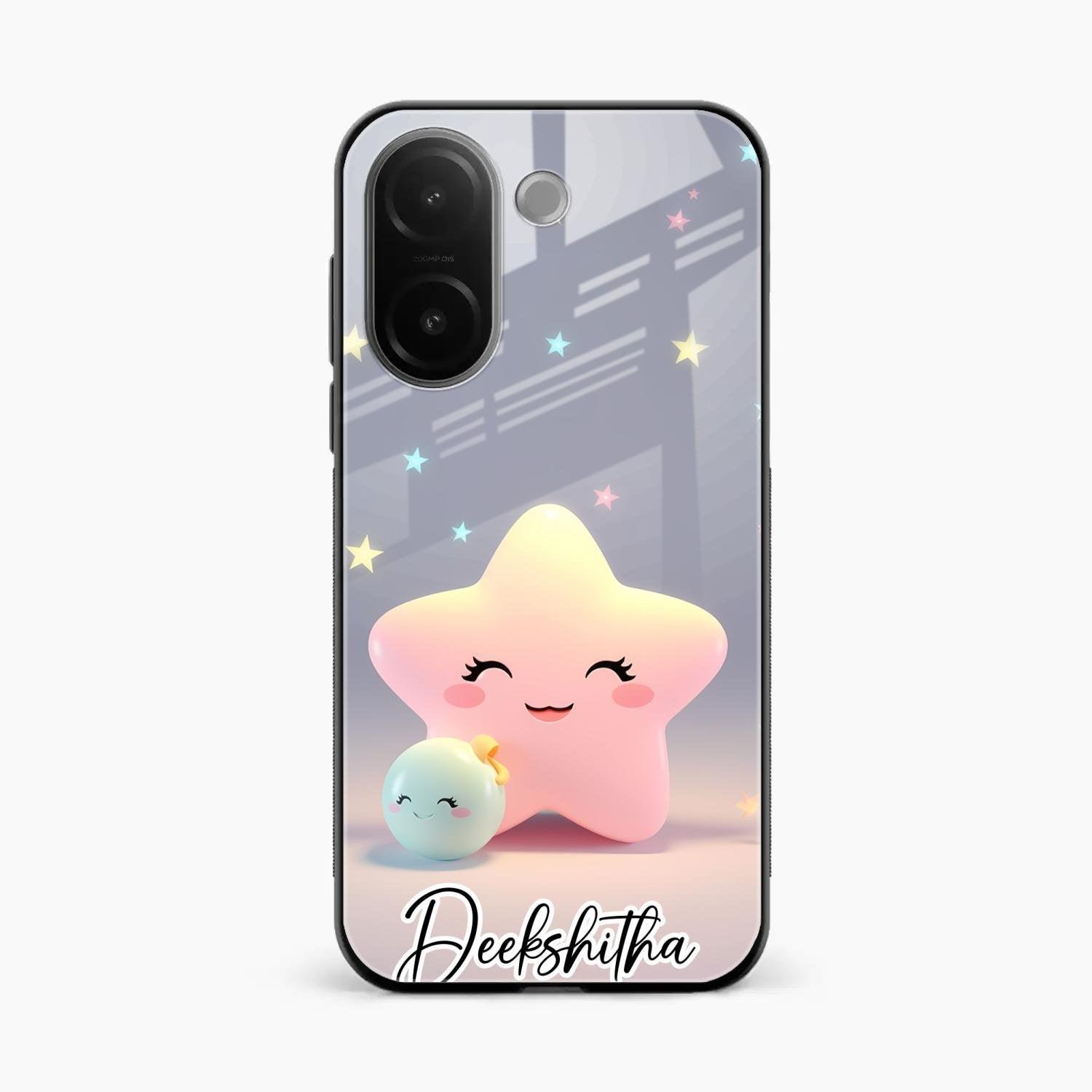 Pink Star Glossy Metal Case Cover For Vivo V60e 5G