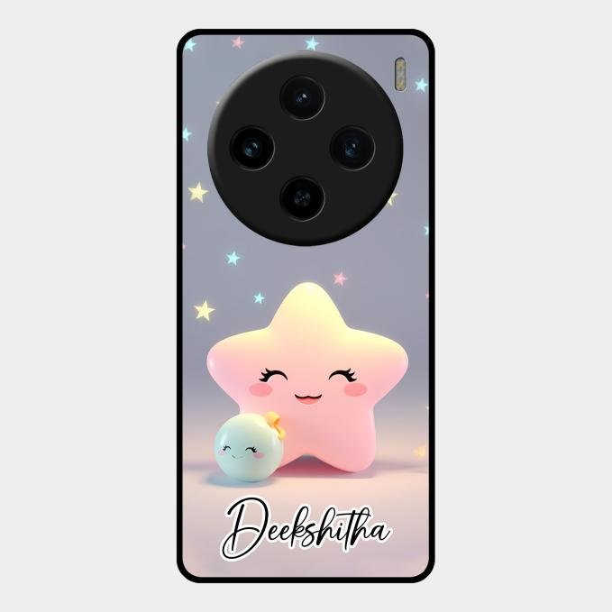 Pink Star Glossy Metal Case Cover For Vivo X100 5G