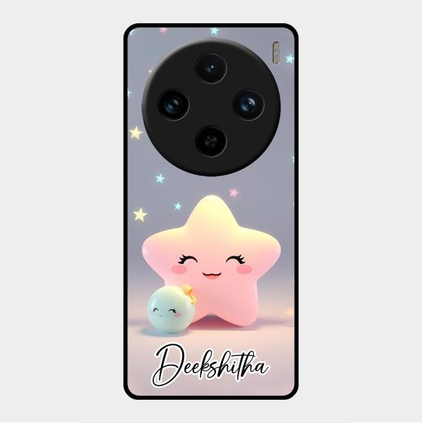 Pink Star Glossy Metal Case Cover For Vivo X100 Pro 5G