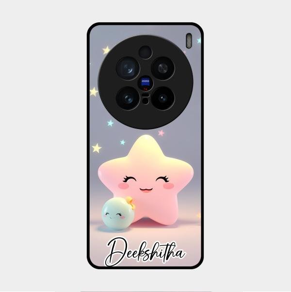 Pink Star Glossy Metal Case Cover For Vivo X200 Pro 5G