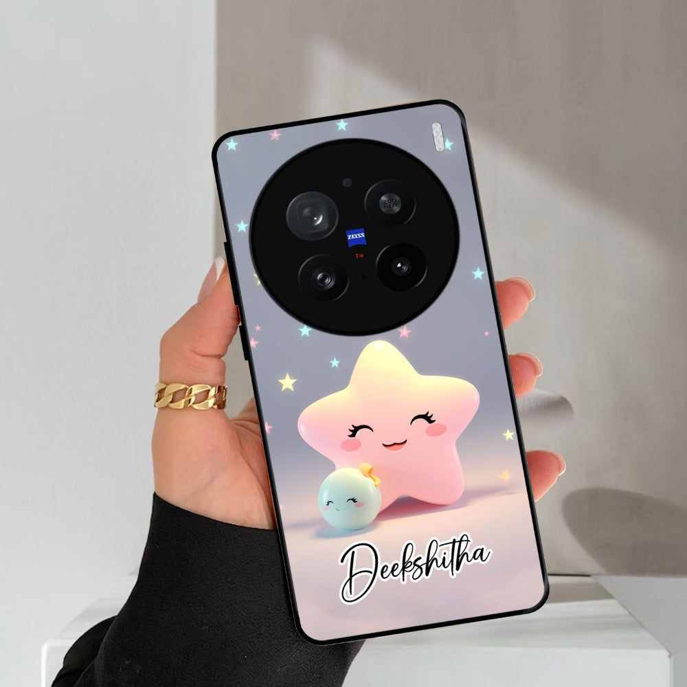 Pink Star Glossy Metal Case Cover For Vivo