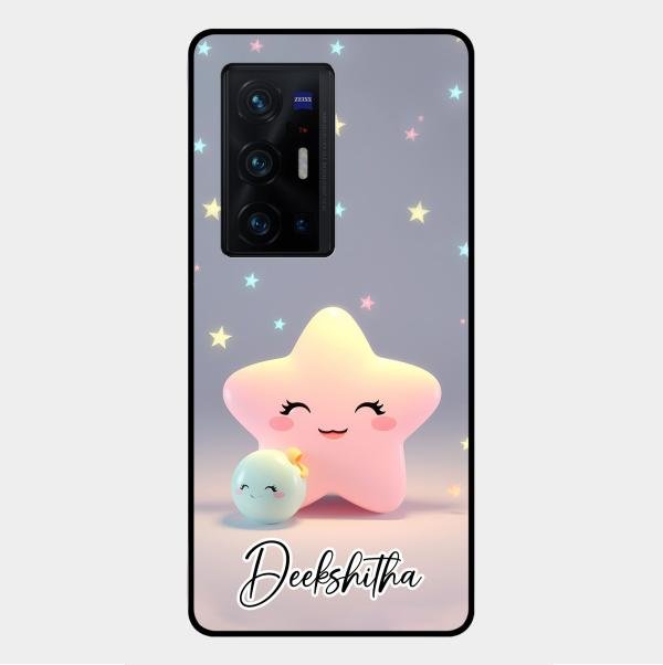 Pink Star Glossy Metal Case Cover For Vivo X70 Pro Plus 5G