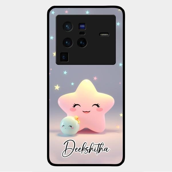 Pink Star Glossy Metal Case Cover For Vivo X80 Pro 5G