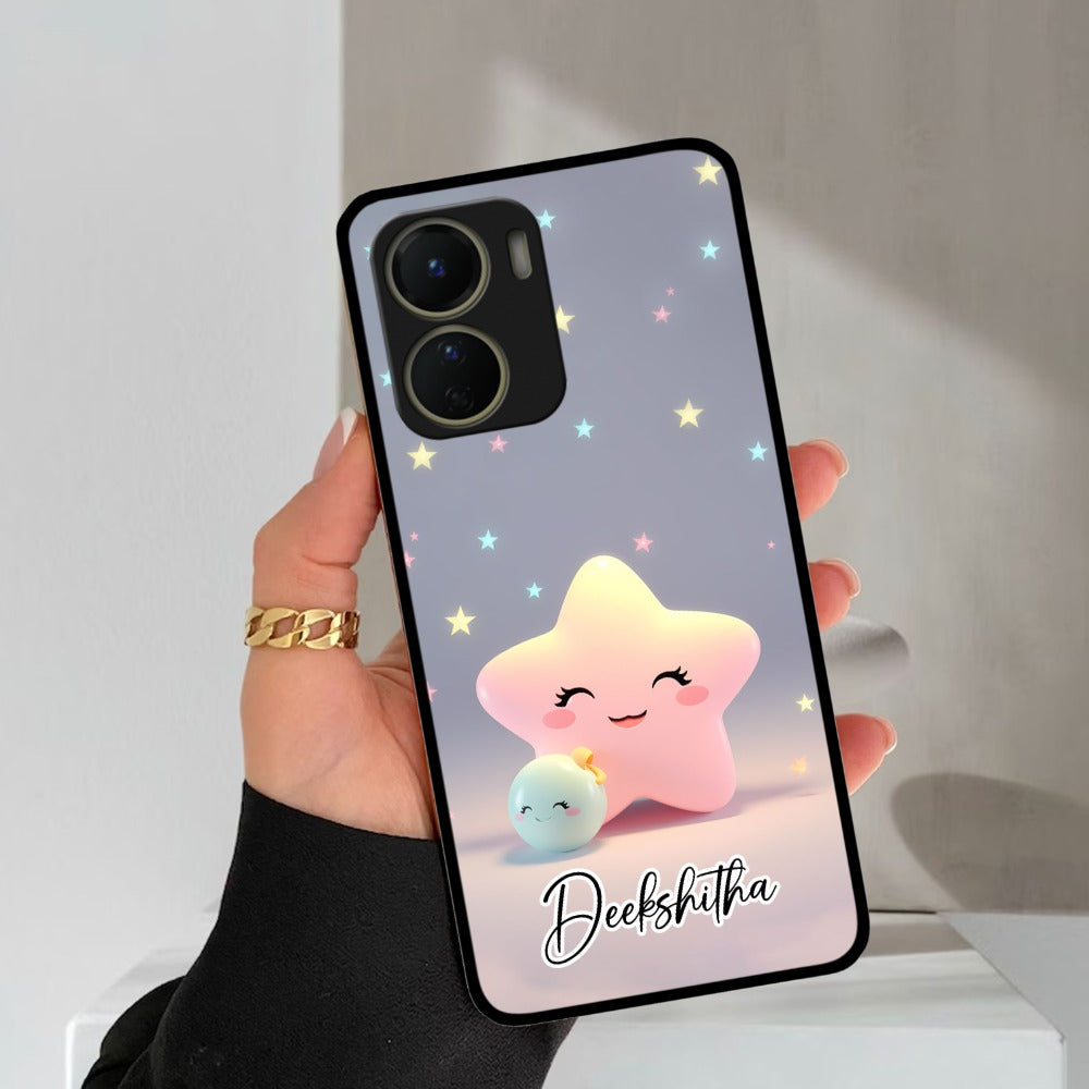 Pink Star Glossy Metal Case Cover For Vivo