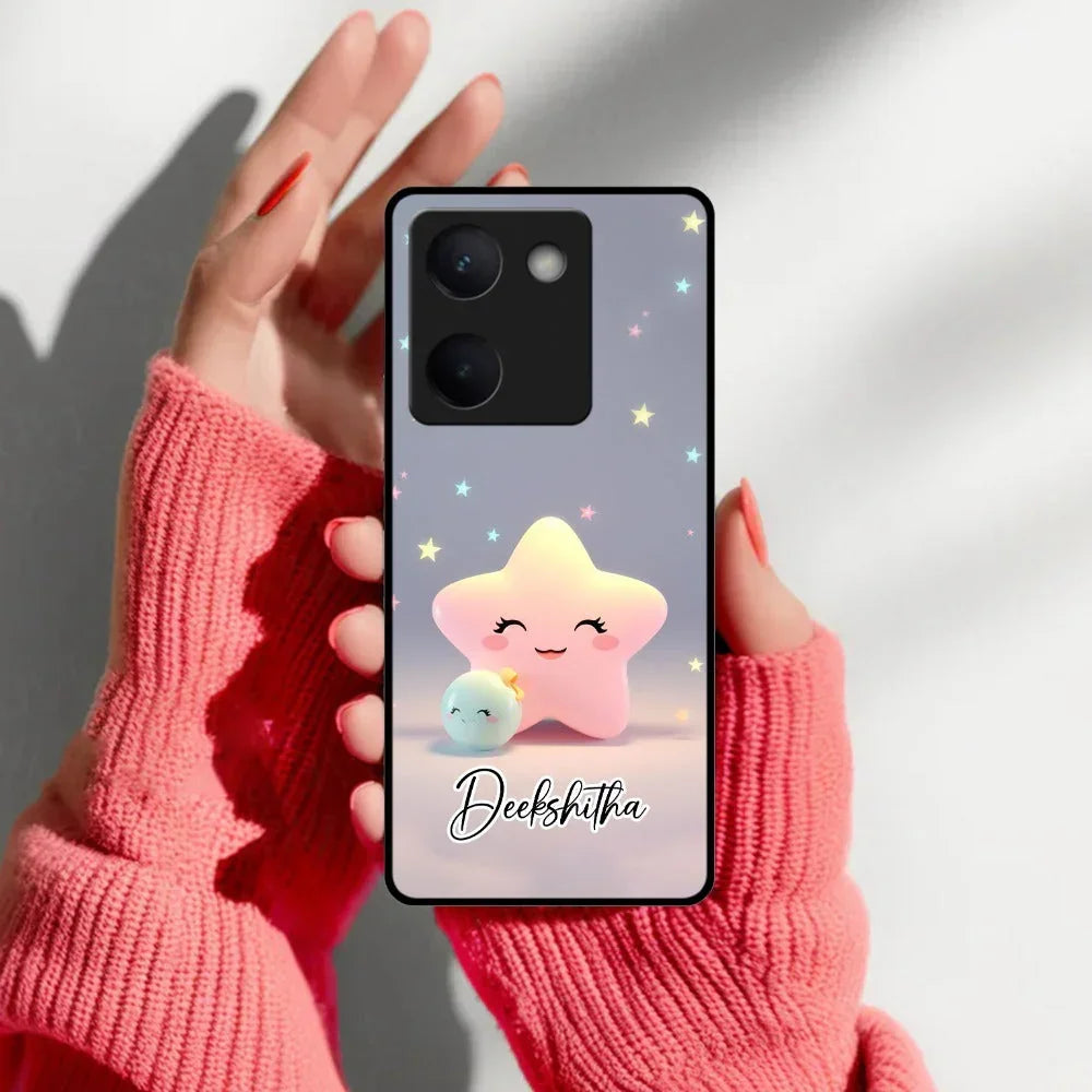 Pink Star Glossy Metal Case Cover For Vivo - ShopOnCliQ