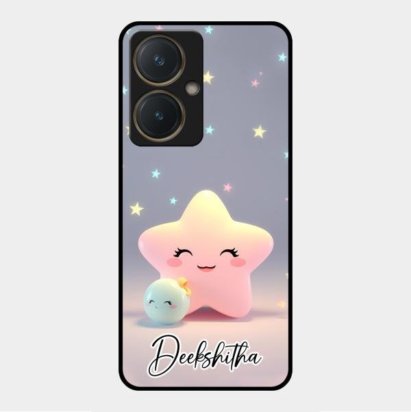 Pink Star Glossy Metal Case Cover For Vivo Y27