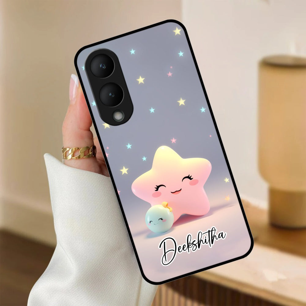 Pink Star Glossy Metal Case Cover For Vivo