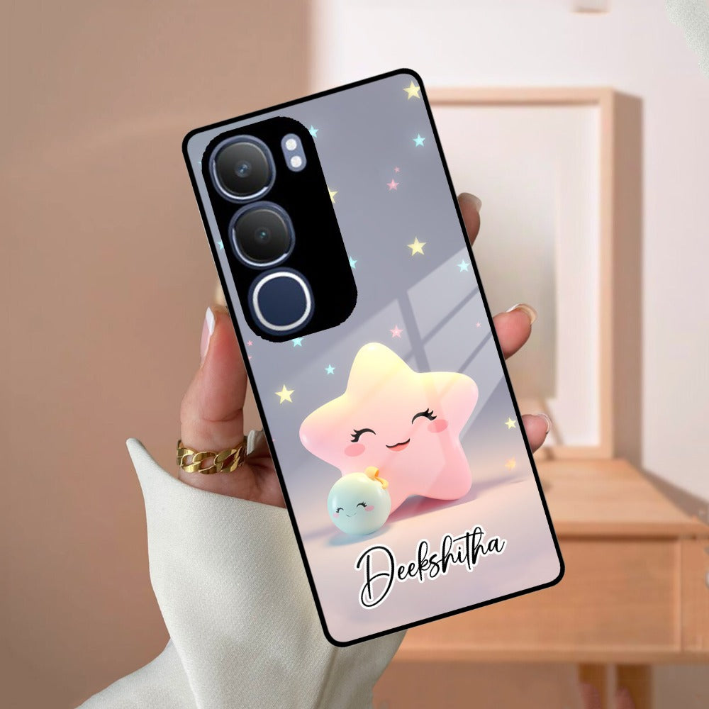 Pink Star Glossy Metal Case Cover For Vivo