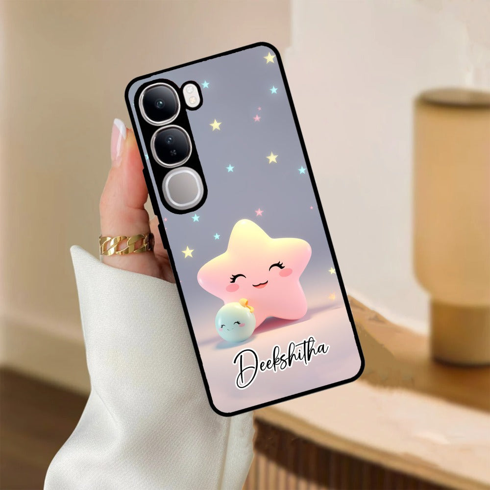 Pink Star Glossy Metal Case Cover For Vivo