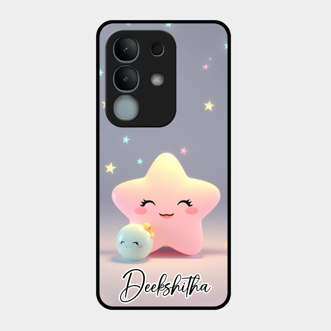 Pink Star Glossy Metal Case Cover For Vivo Y31 Pro 5G