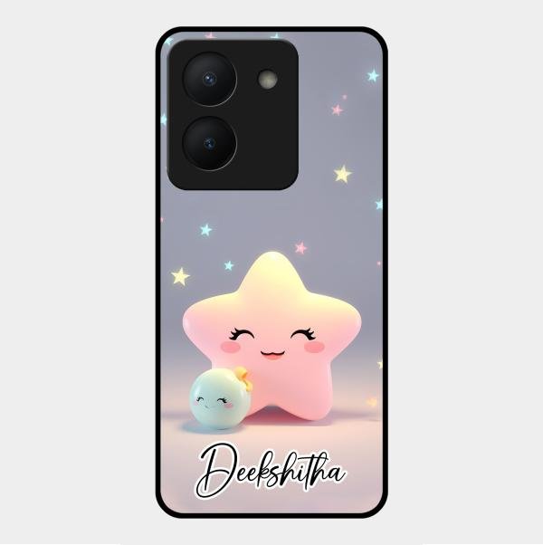 Pink Star Glossy Metal Case Cover For Vivo Y36