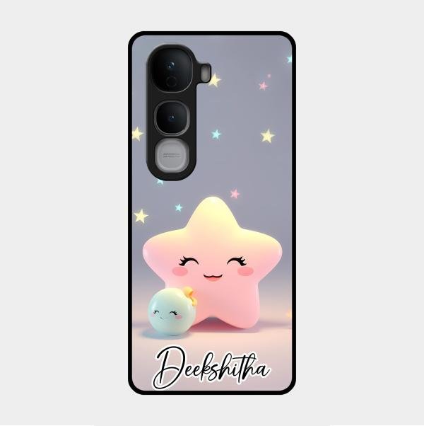 Pink Star Glossy Metal Case Cover For Vivo Y400 Pro 5G