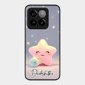 Pink Star Glossy Metal Case Cover For Xiaomi 14 5G