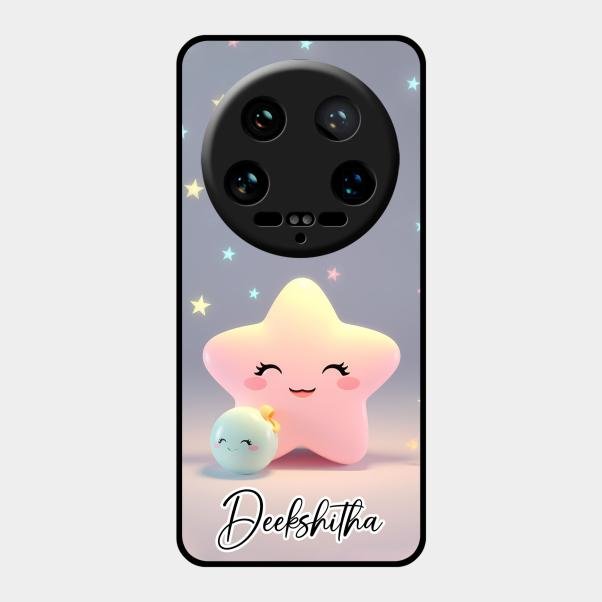 Pink Star Glossy Metal Case Cover For Xiaomi 14 Ultra