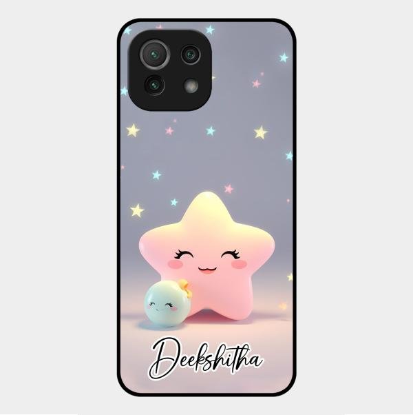 Pink Star Glossy Metal Case Cover For Xiaomi Mi 11 Lite