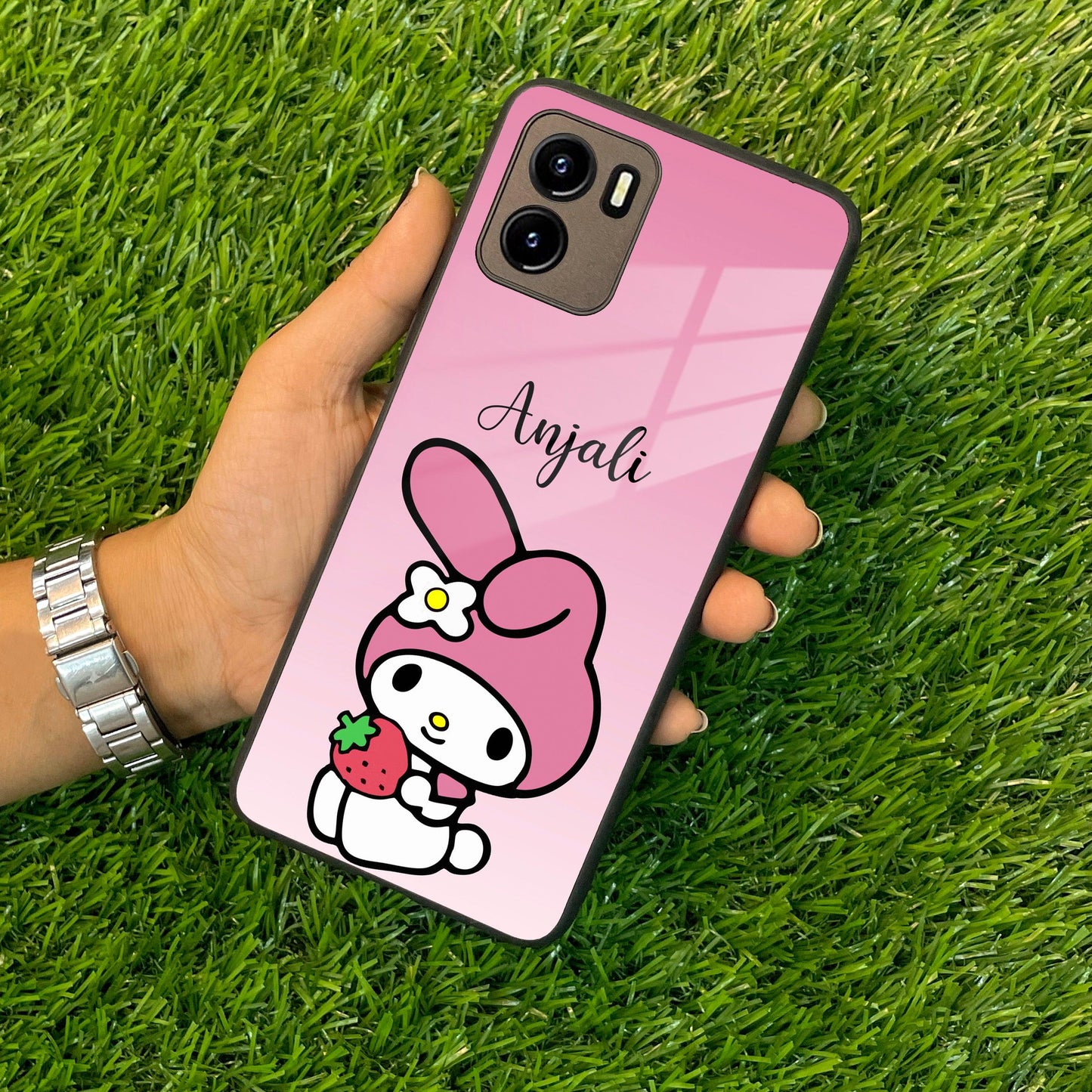 Pink Bunny Glass Case Cover For Vivo