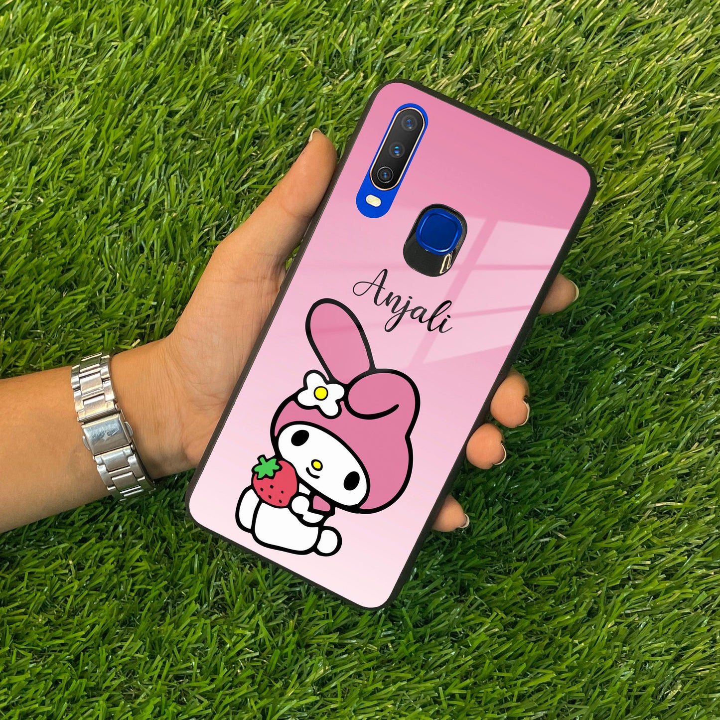 Pink Bunny Glass Case Cover For Vivo