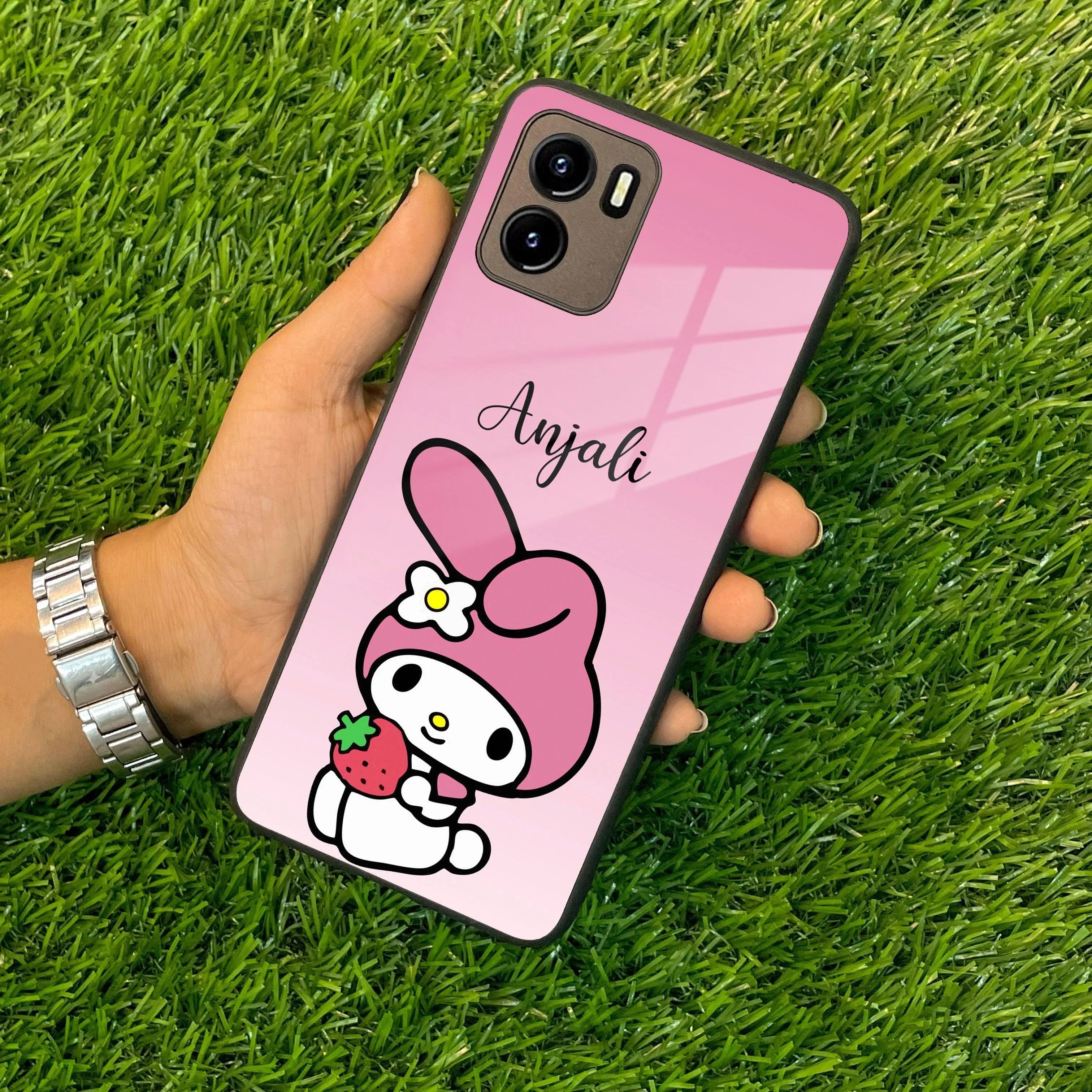 Pink Bunny Glass Case Cover For Vivo - ShopOnCliQ